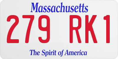 MA license plate 279RK1