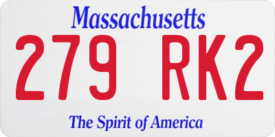 MA license plate 279RK2