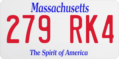 MA license plate 279RK4