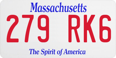 MA license plate 279RK6