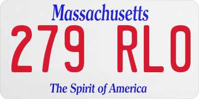 MA license plate 279RL0