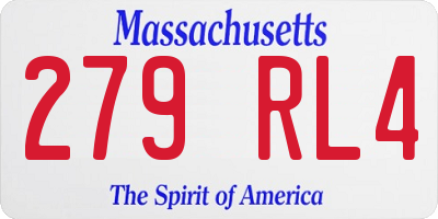 MA license plate 279RL4