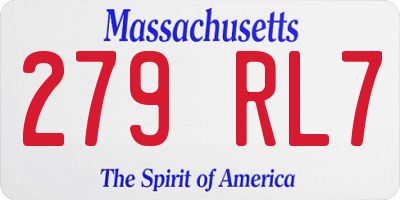 MA license plate 279RL7