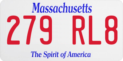 MA license plate 279RL8