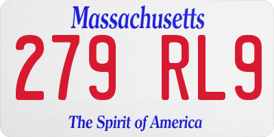 MA license plate 279RL9