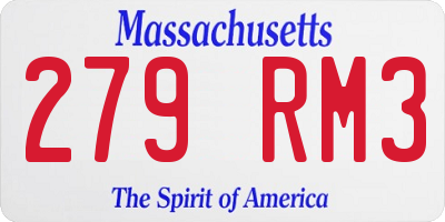 MA license plate 279RM3