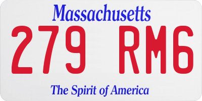 MA license plate 279RM6