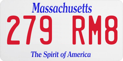 MA license plate 279RM8