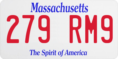 MA license plate 279RM9