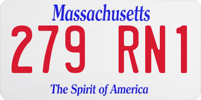 MA license plate 279RN1