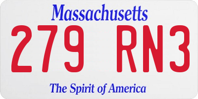 MA license plate 279RN3