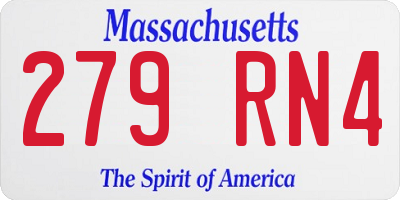MA license plate 279RN4