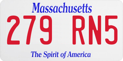 MA license plate 279RN5