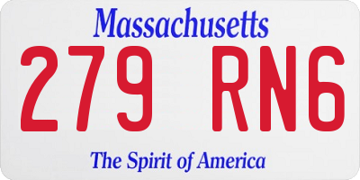 MA license plate 279RN6