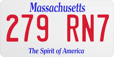 MA license plate 279RN7
