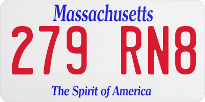 MA license plate 279RN8