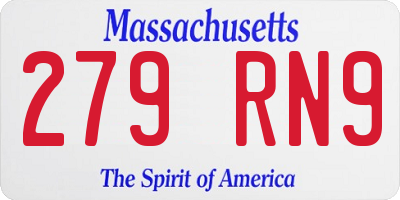 MA license plate 279RN9