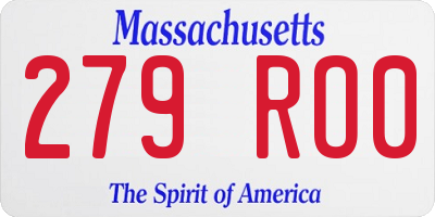 MA license plate 279RO0