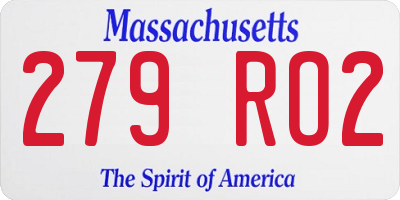 MA license plate 279RO2