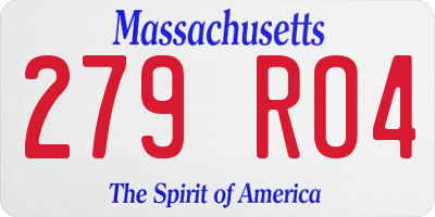 MA license plate 279RO4