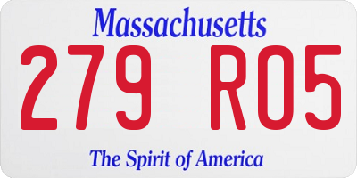 MA license plate 279RO5