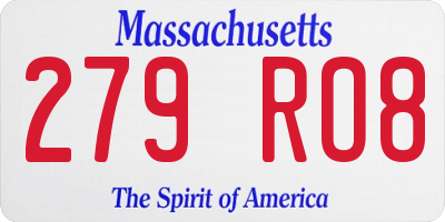 MA license plate 279RO8