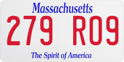 MA license plate 279RO9