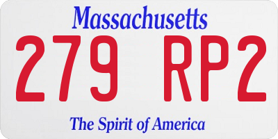 MA license plate 279RP2