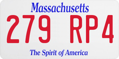 MA license plate 279RP4
