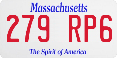 MA license plate 279RP6