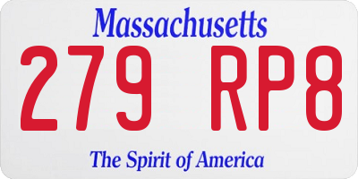 MA license plate 279RP8