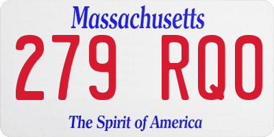MA license plate 279RQ0