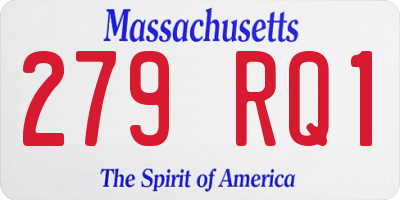 MA license plate 279RQ1