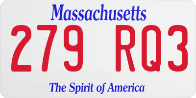 MA license plate 279RQ3