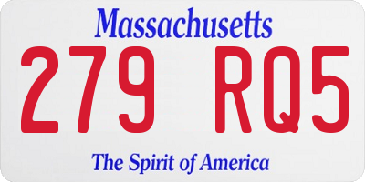 MA license plate 279RQ5