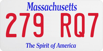 MA license plate 279RQ7