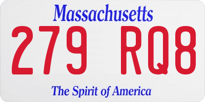 MA license plate 279RQ8