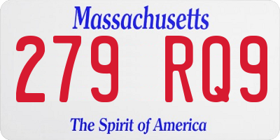 MA license plate 279RQ9