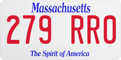 MA license plate 279RR0