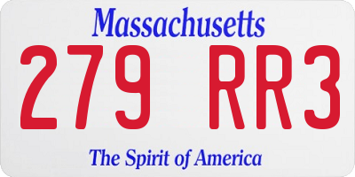 MA license plate 279RR3