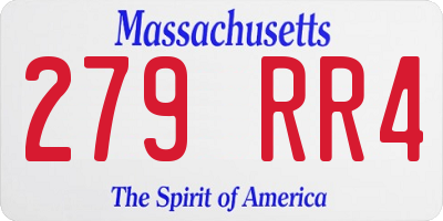 MA license plate 279RR4