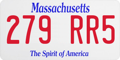 MA license plate 279RR5