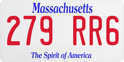 MA license plate 279RR6