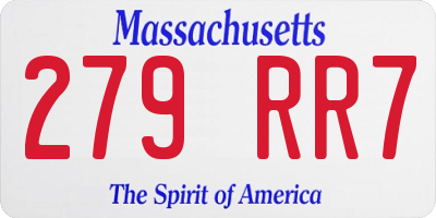 MA license plate 279RR7