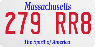 MA license plate 279RR8