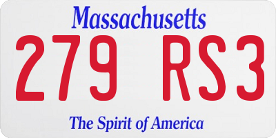 MA license plate 279RS3