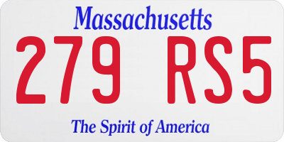 MA license plate 279RS5
