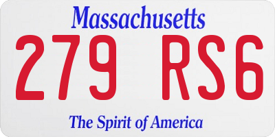 MA license plate 279RS6