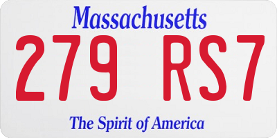 MA license plate 279RS7