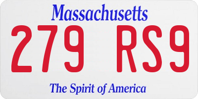 MA license plate 279RS9